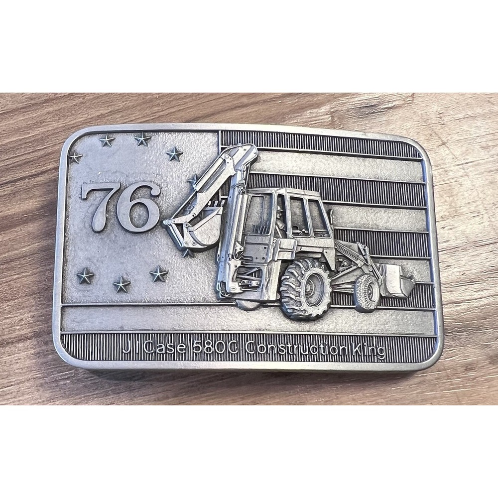 Vintage Case 580C Construction King Belt Buckle 1976 Bicentennial Limited